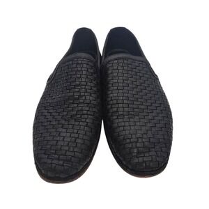 Trask Womens 9 Black Woven‎ Leather Slip On Loafers Comfort Flats Italy Style